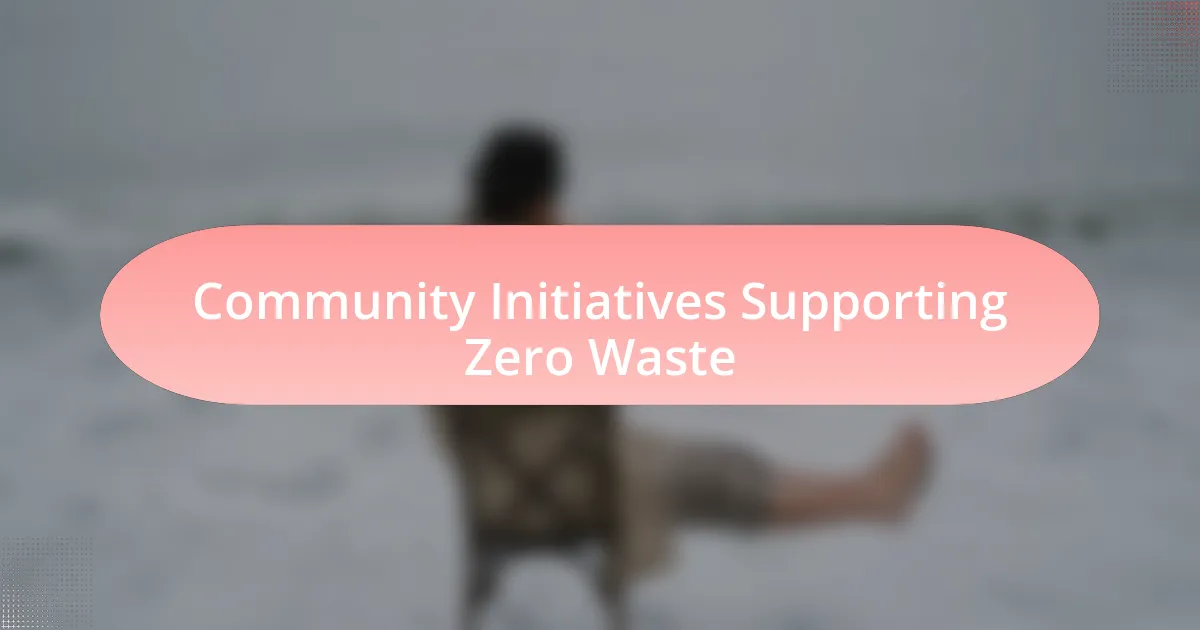 Community Initiatives Supporting Zero Waste