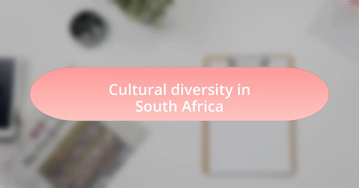 Cultural diversity in South Africa