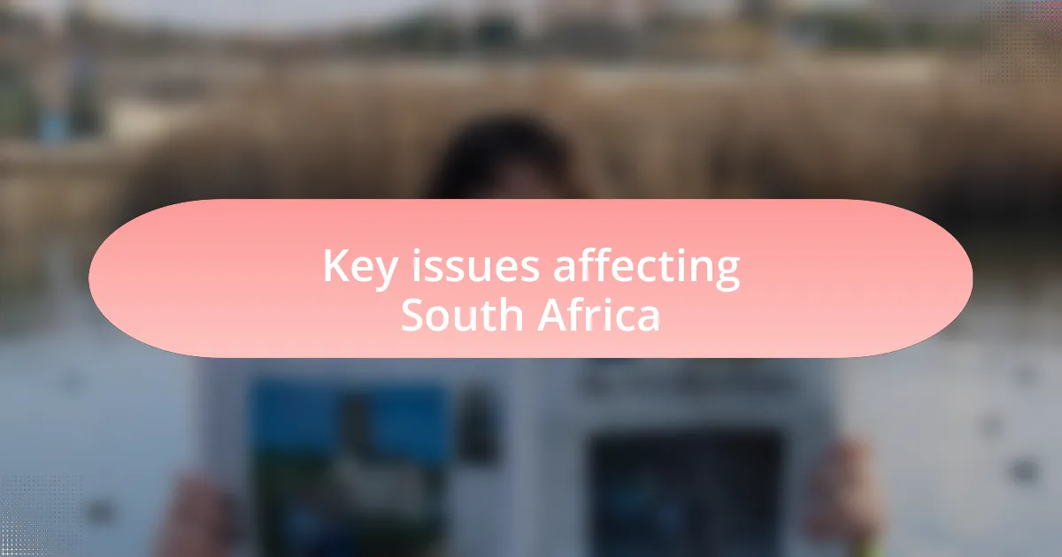 Key issues affecting South Africa